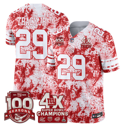NYG 4X Champs Blood Splash Edition Vapor Jersey - Stitched