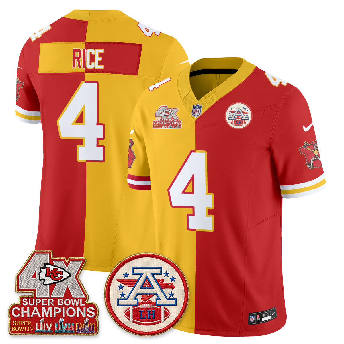 Kansas City Chiefs Throwback Split Vapor Jersey - Stitched