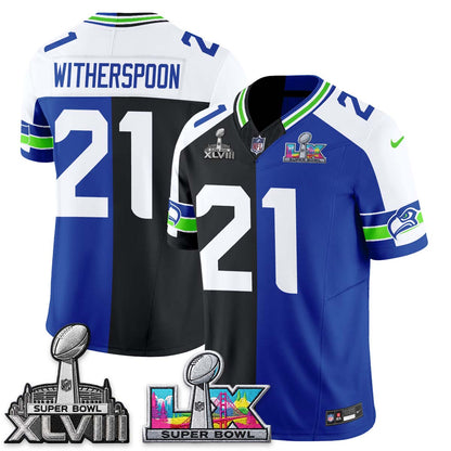 Seattle Seahawks Throwback 2 SB Patches Vapor Jersey - Stitched
