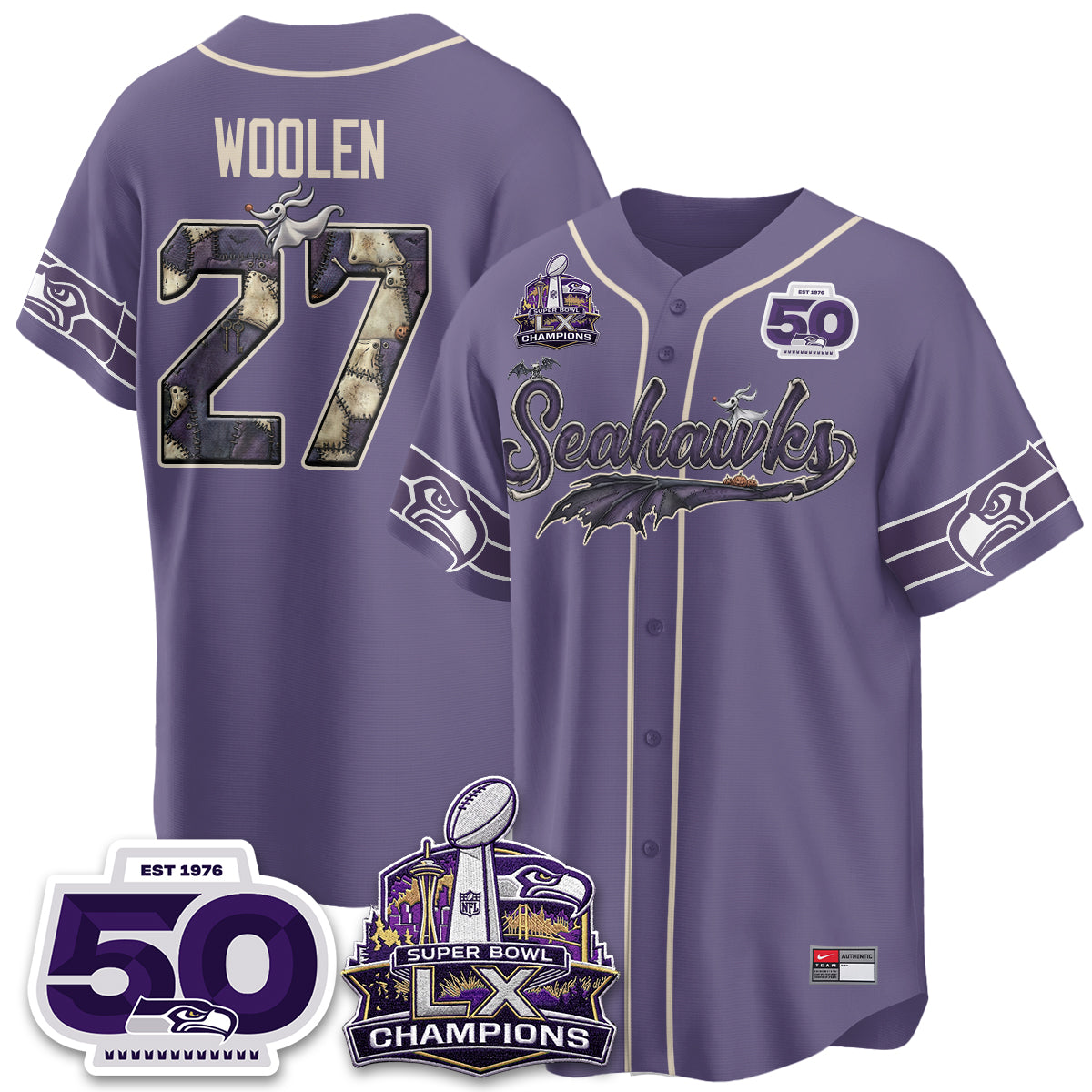 Seattle Seahawks 2026 Nightmare Edition Vapor Baseball Jersey - Stitched