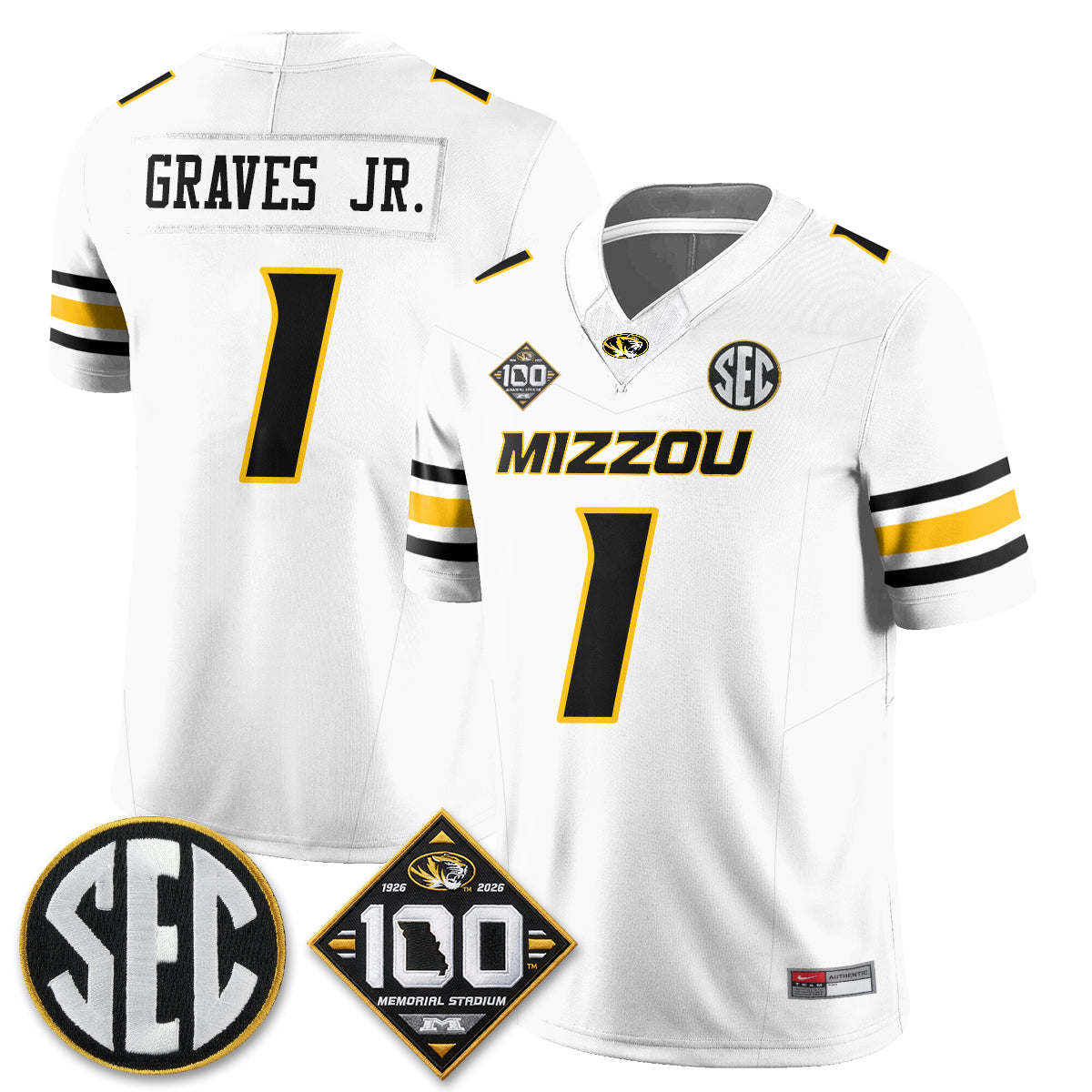 MIZZ 100th Anniversary of Memorial Stadium Vapor Jersey - Stitched
