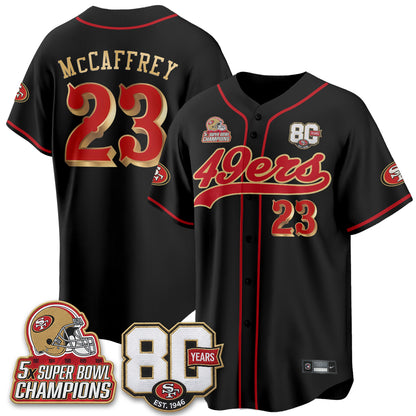 San Francisco 49ers 80 Years & 5X Champs Vapor Baseball Jersey - Stitched