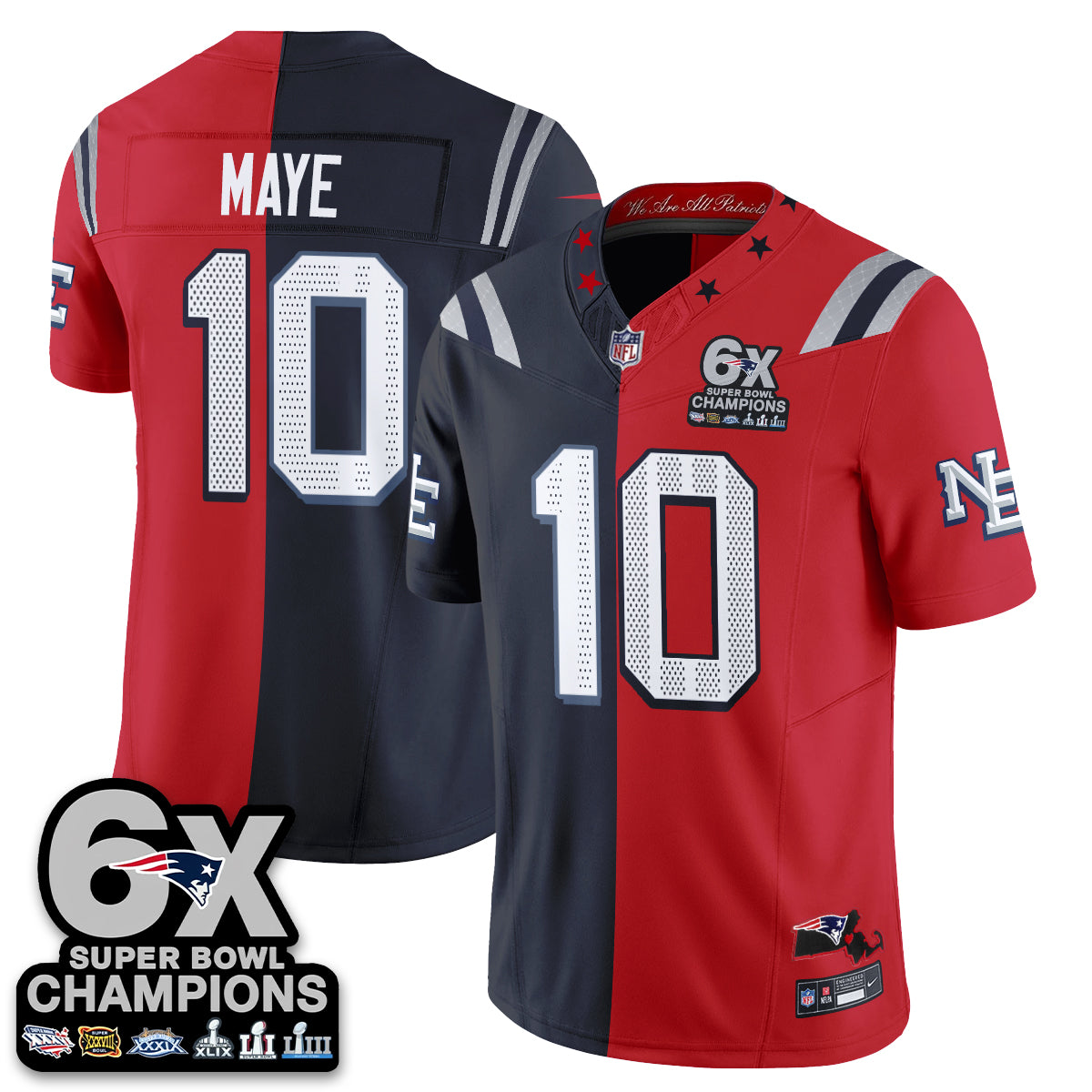 NE Rivalries Split Edition Vapor Jersey - Stitched