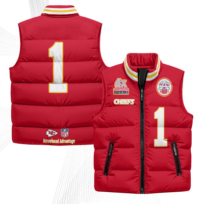 Kansas City Chiefs 4X Champs Gold Edition Puffer Vest - Printed