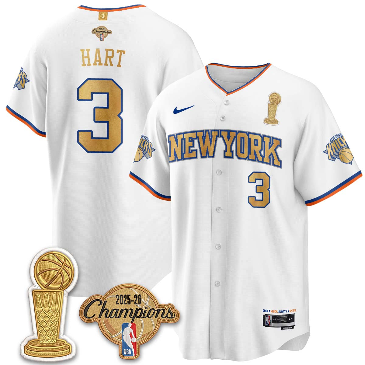 New York Knicks Champions Night Baseball Vapor Jersey - Stitched