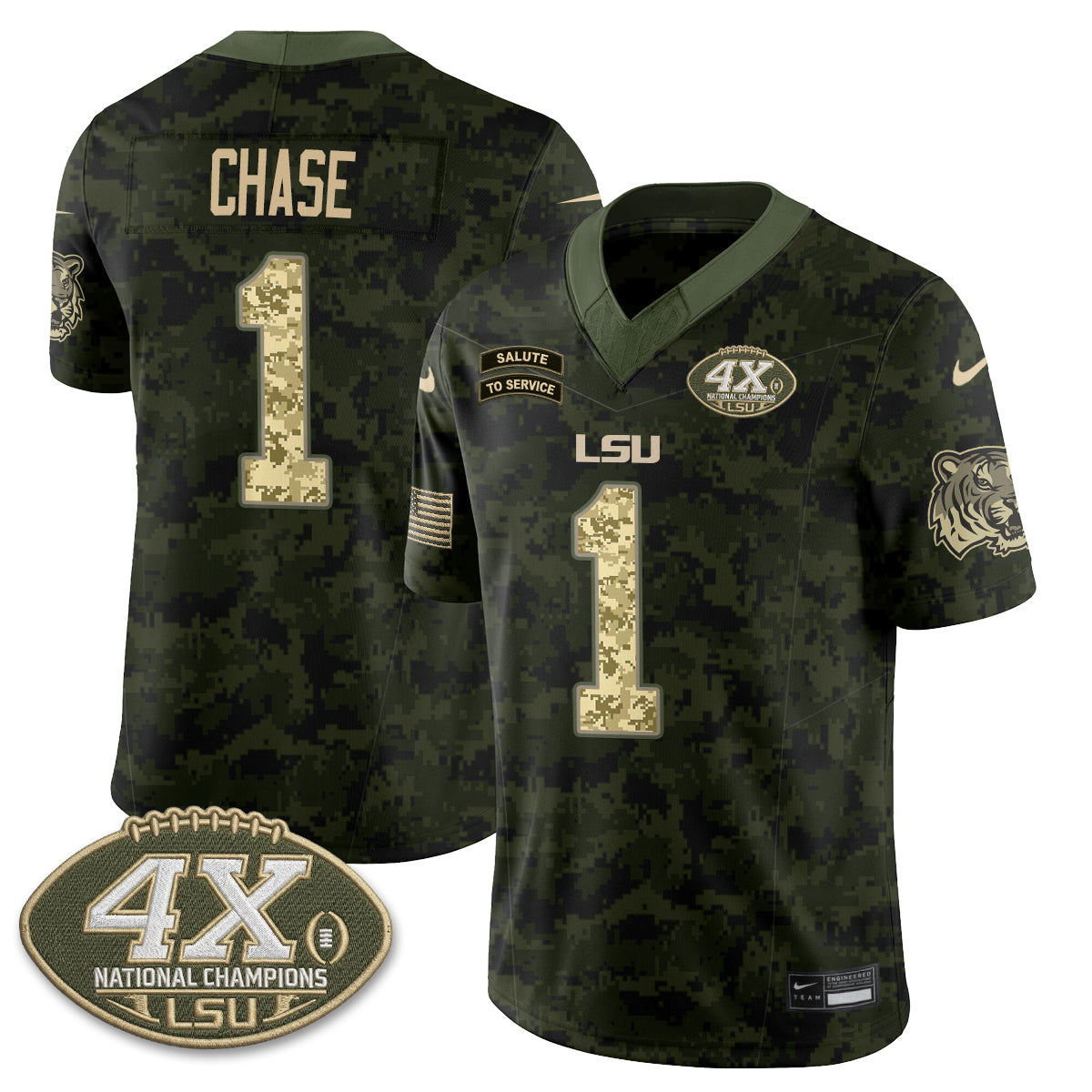 LSU Tigers 2026 Salute to Service Vapor Jersey - Stitched