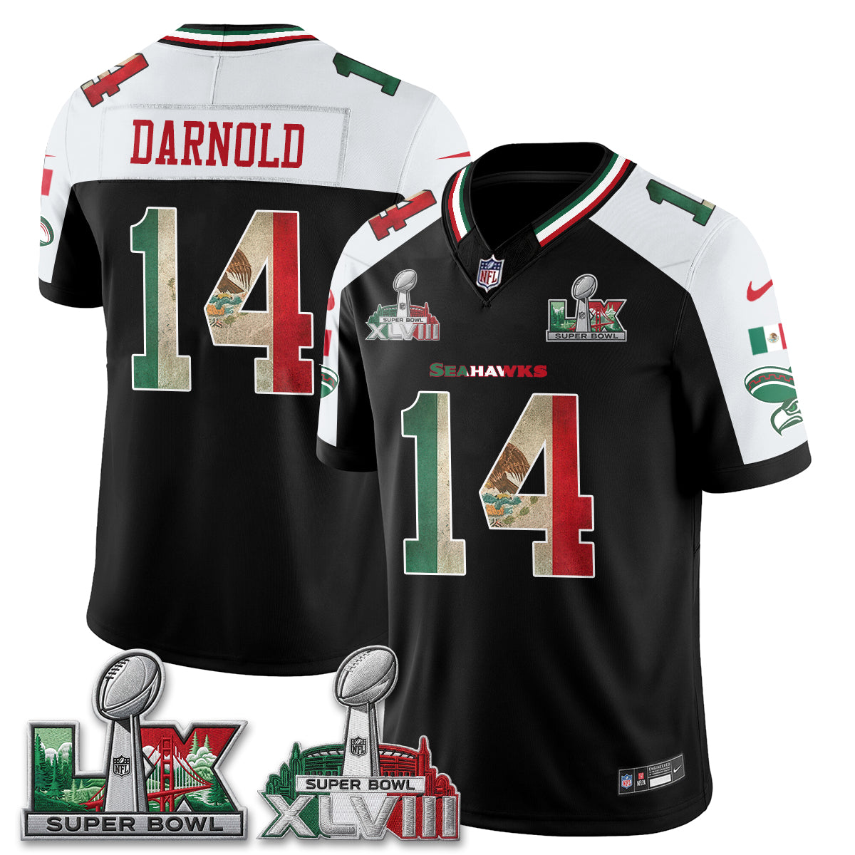 Seattle Seahawks Mexico Edition Vapor Jersey V2- Stitch