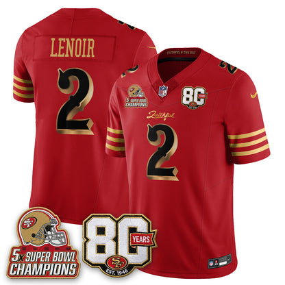 San Francisco 49ers 80 Years & 5X Champs Rivalries Vapor Jersey - Stitched