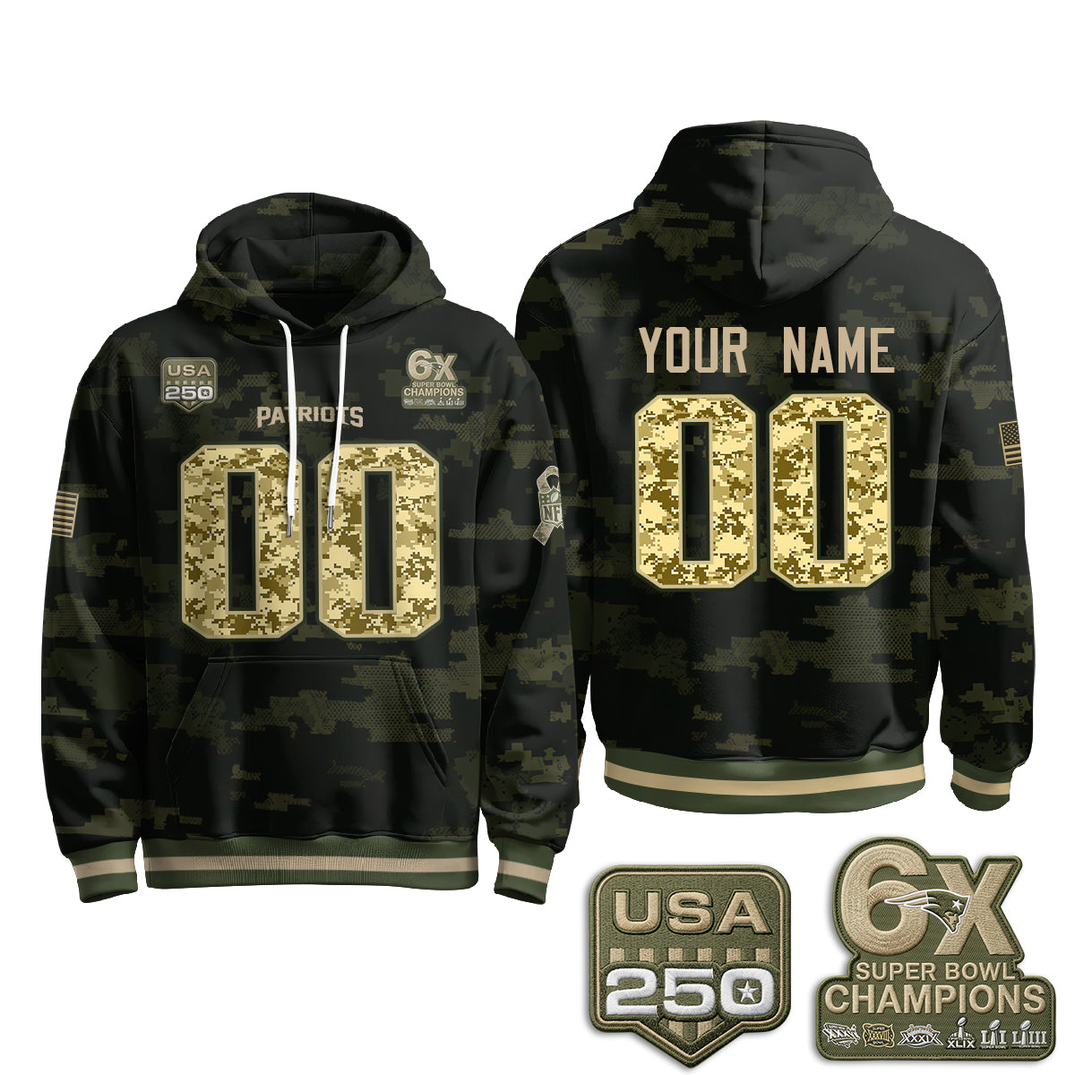NE 2026 Salute To Service Edition Pullover Custom Hoodie - Printed