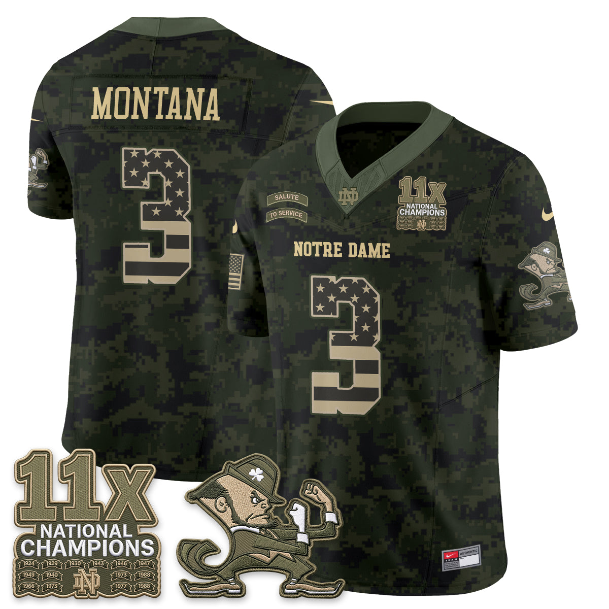 Notre Dame Fighting Irish 2026 Salute to Service Vapor Jersey - Stitched