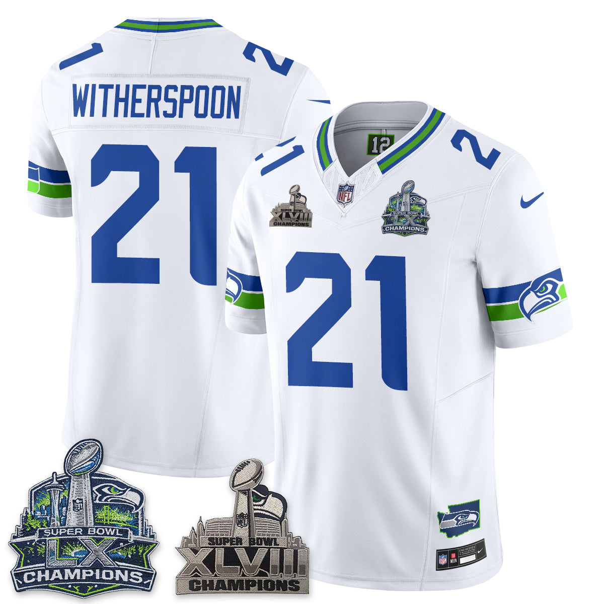 SEA S.Bowl Champions Patch Vapor Jersey - Stitched