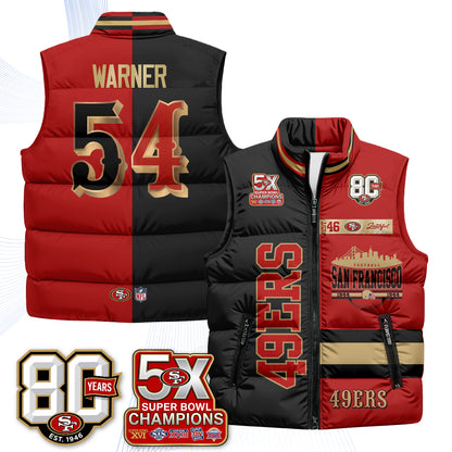 San Francisco 49ers Faithful to The Bay Puffer Vest - Printed