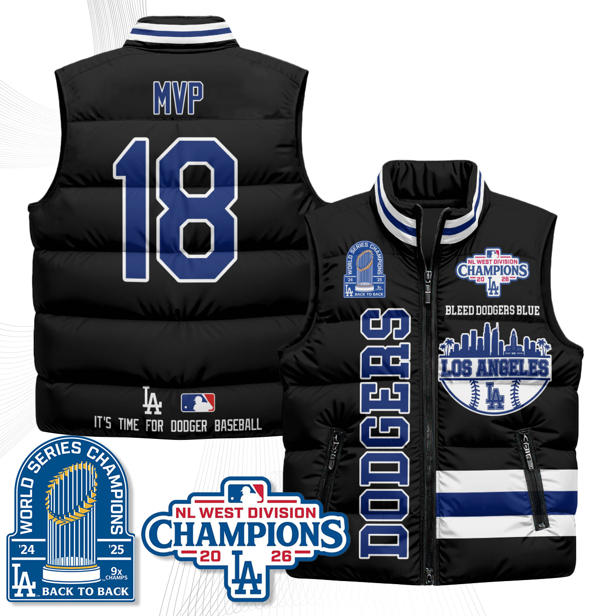LAD "Bleed Blue" Puffer Vest - Printed
