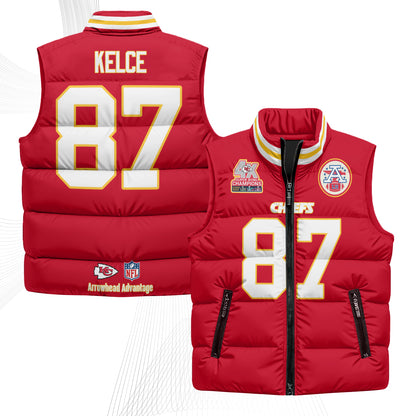 Kansas City Chiefs 4X Champs Gold Edition Puffer Vest - Printed