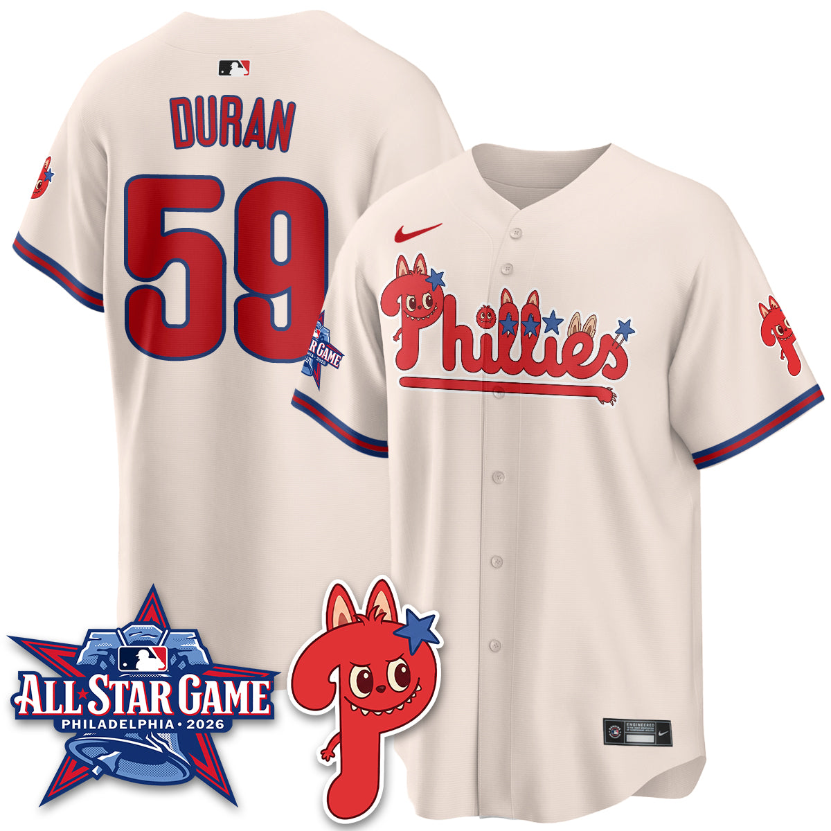 Philadelphia Phillies Fanged Rabbit Doll  Vapor Limited Jersey - Stitched