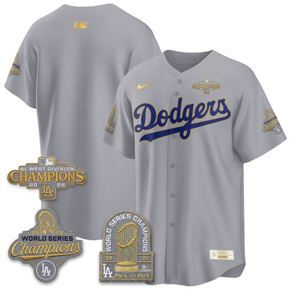 LAD 2026 NL West Champs Gold Vapor Jersey- Stitched