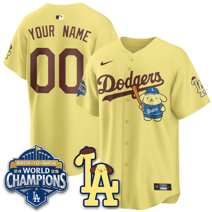 Los Angeles Dodgers Pompompurin Edition Vapor Custom Jersey - Stitched