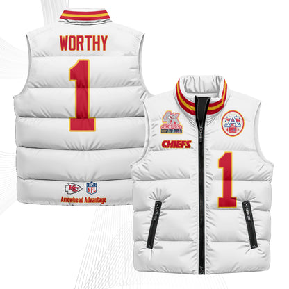 Kansas City Chiefs 4X Champs Gold Edition Puffer Vest - Printed