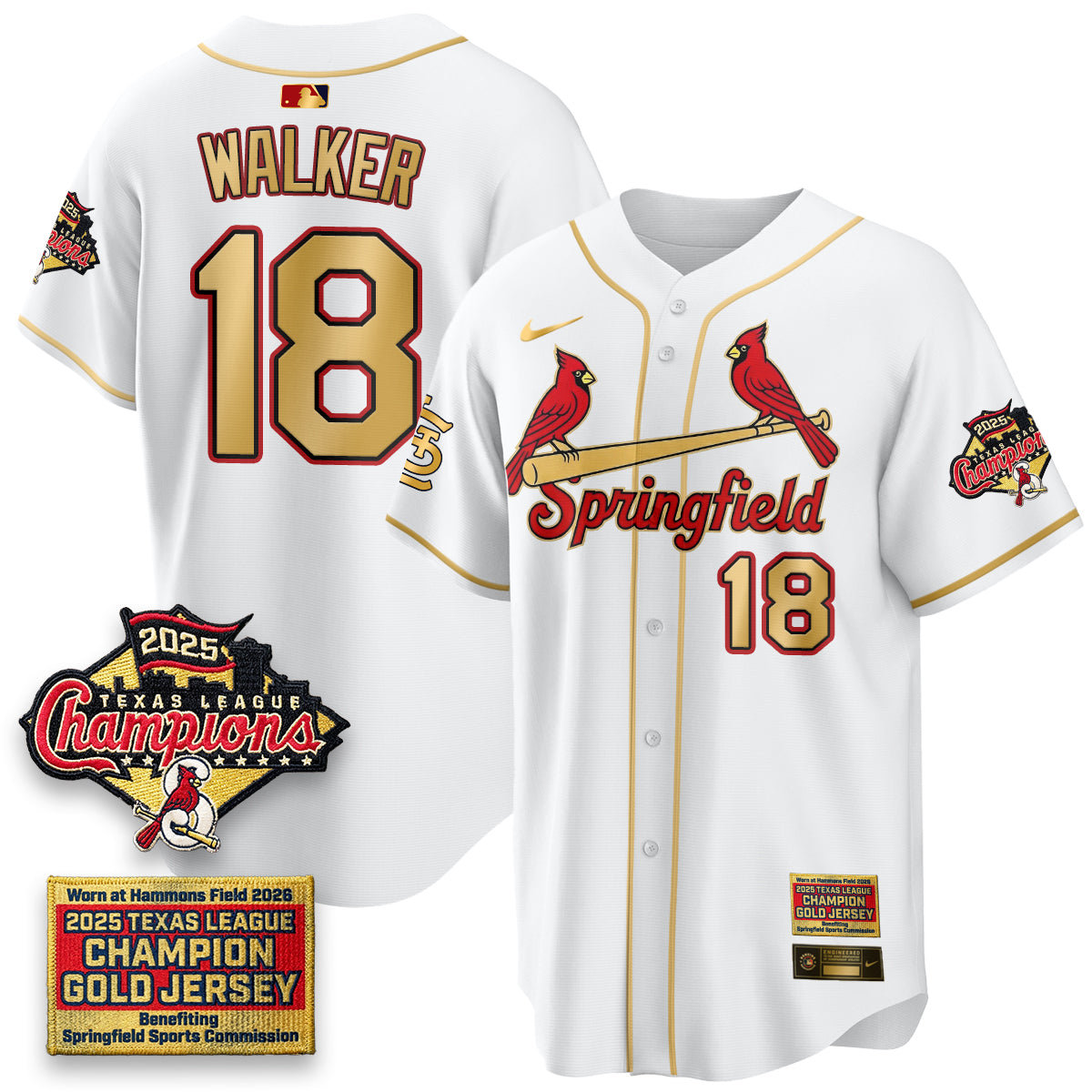 STL Springfield's Championship Gold Limited Jerseys - Stitched