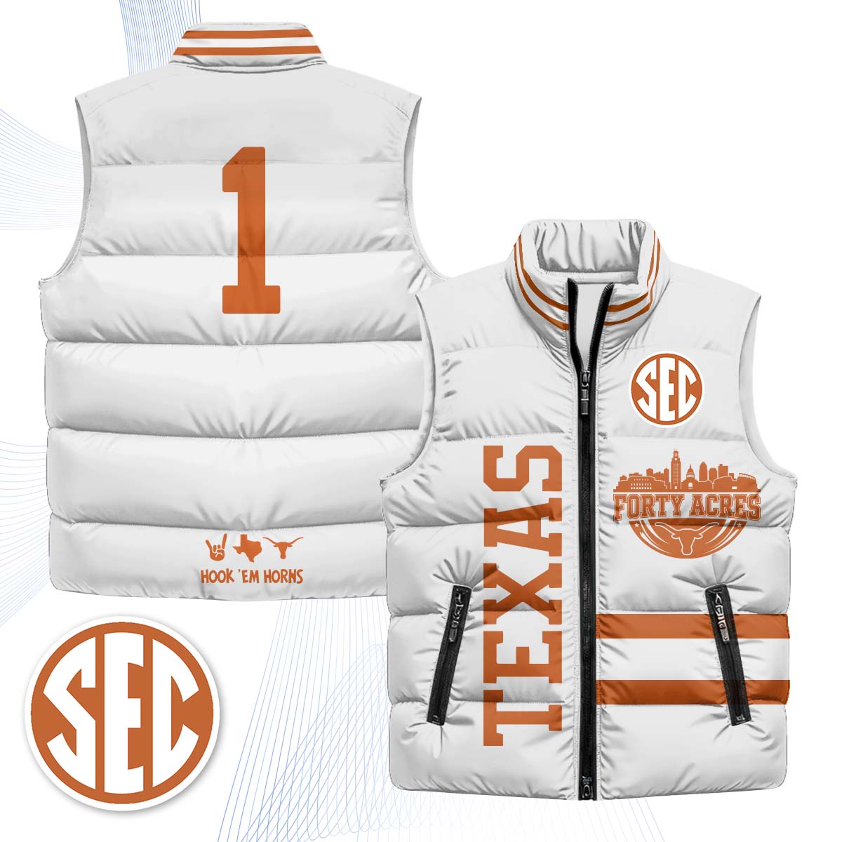 TEX "Forty Acres" Puffer Vest - Printed