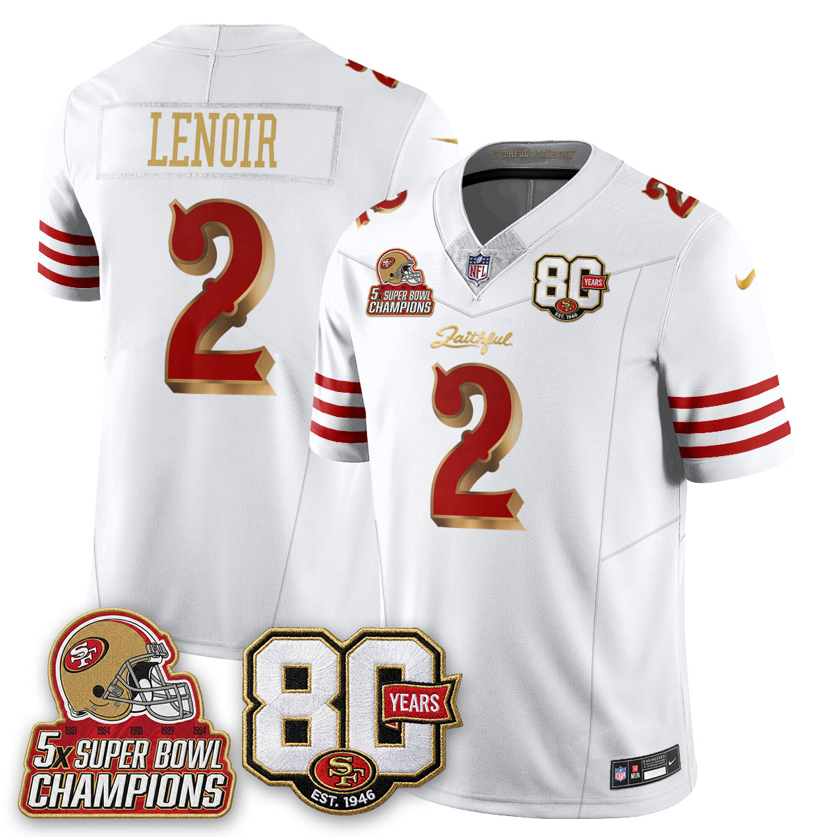 San Francisco 49ers 80 Years & 5X Champs Rivalries Vapor Jersey - Stitched
