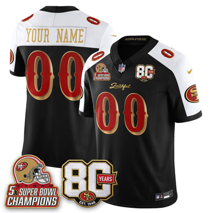 San Francisco 49ers 80 Years & 5X Champs Rivalries Vapor Custom Jersey - Stitched