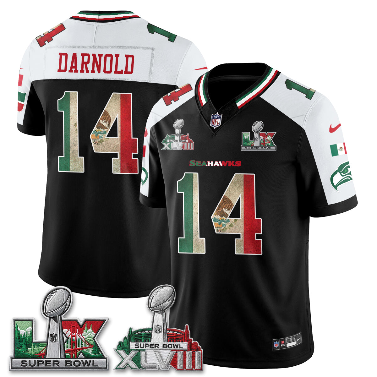 Seattle Seahawks Mexico Edition Vapor Jersey V1- Stitch