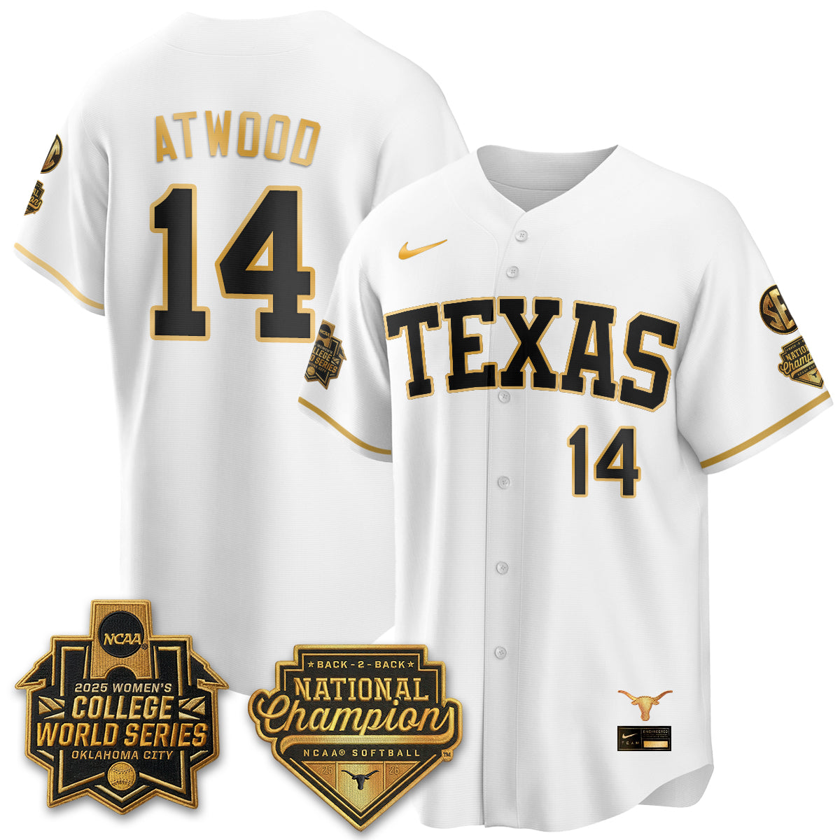 Texas Longhorns Softball 2026 World Series (WCWS) Vapor Premier Limited Jersey - B2B Champs - All Stitched