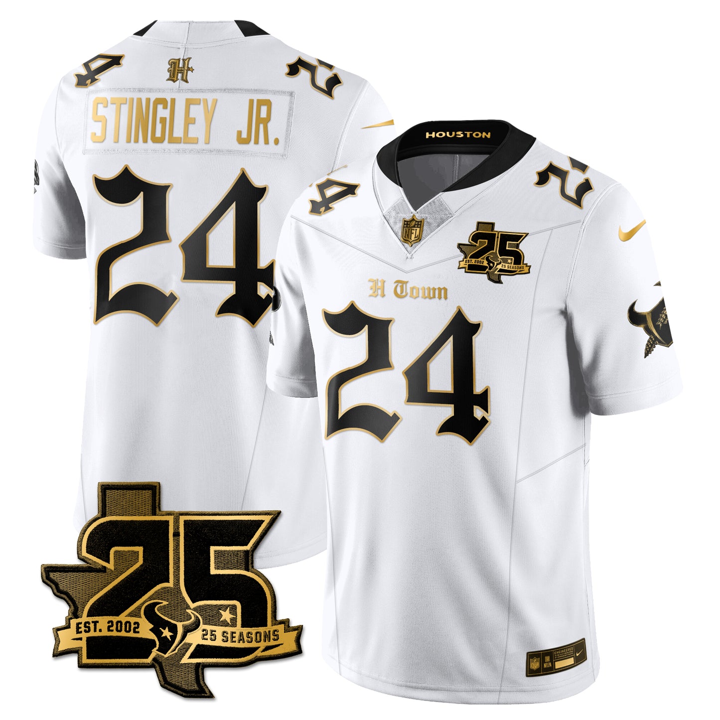 HOU 25th Seasons in 2026 Gothic Vapor Gold Edition Limited Jersey - All Stitched