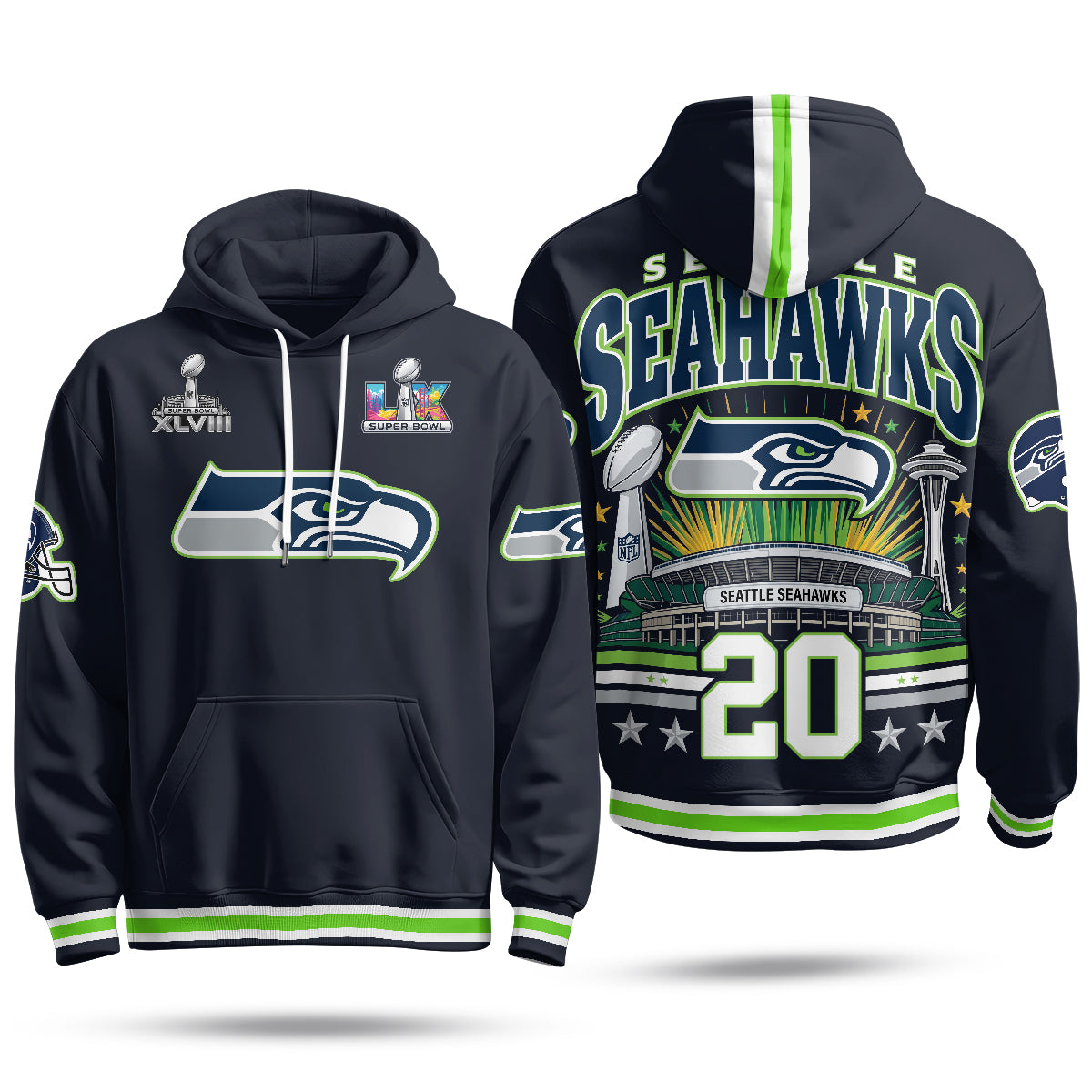 Seattle Seahawks Stadium Fleece Hoodie - Printed