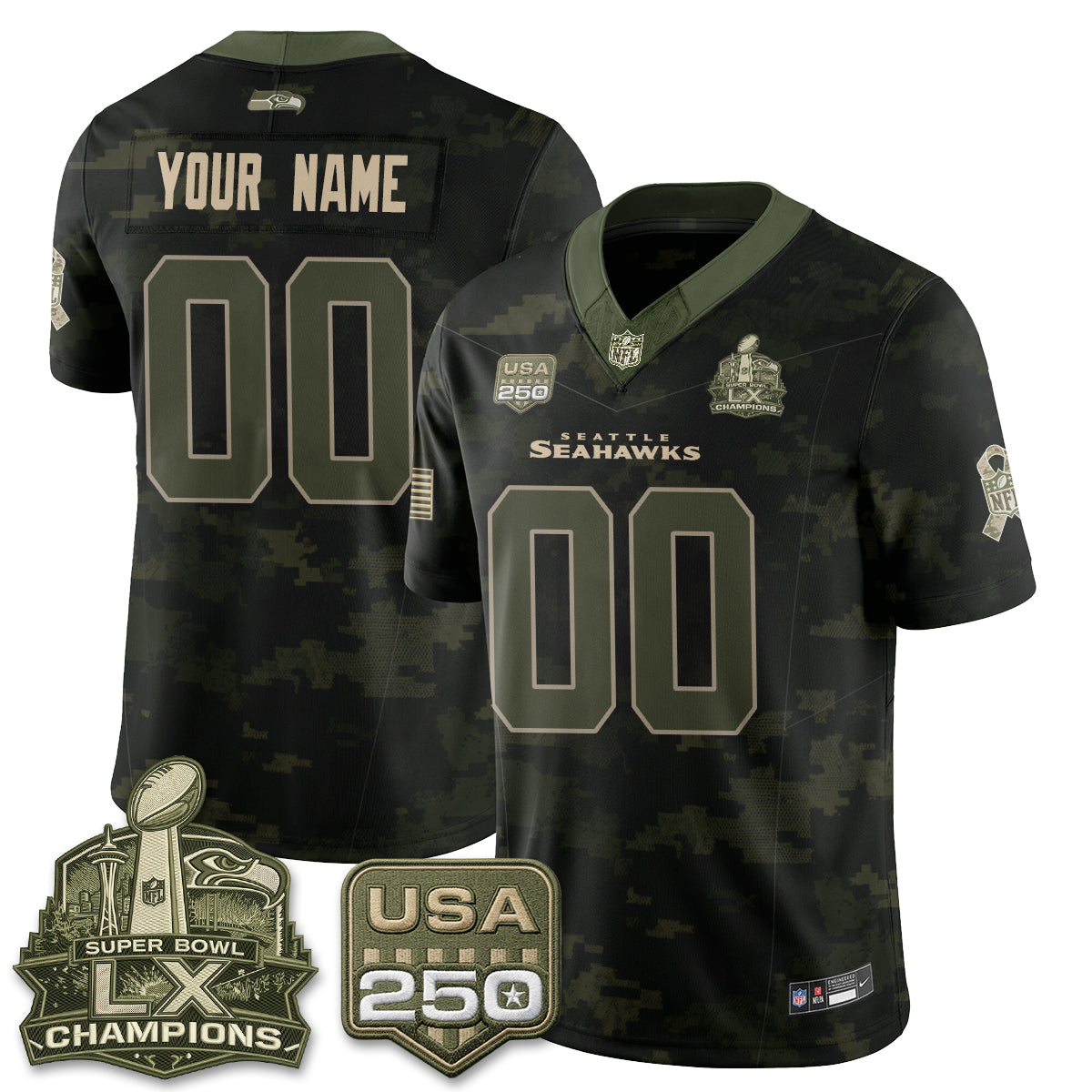 Seattle Seahawks 2026 Salute to Service Edition Vapor Custom Jersey - Stitched