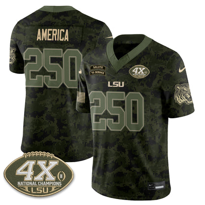 LSU Tigers 2026 Salute to Service Vapor Jersey - Stitched