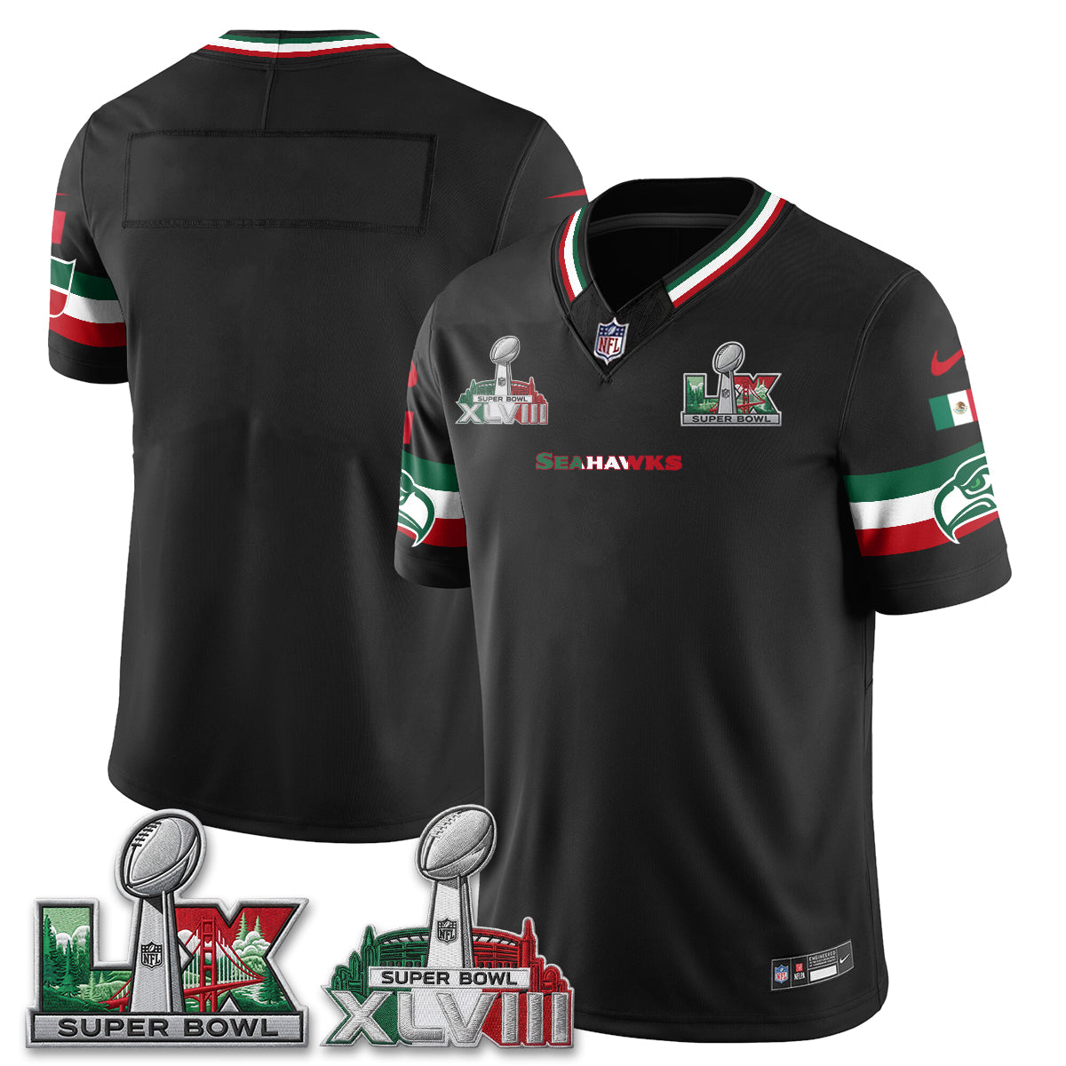 Seattle Seahawks Mexico Edition Vapor Jersey V1- Stitch