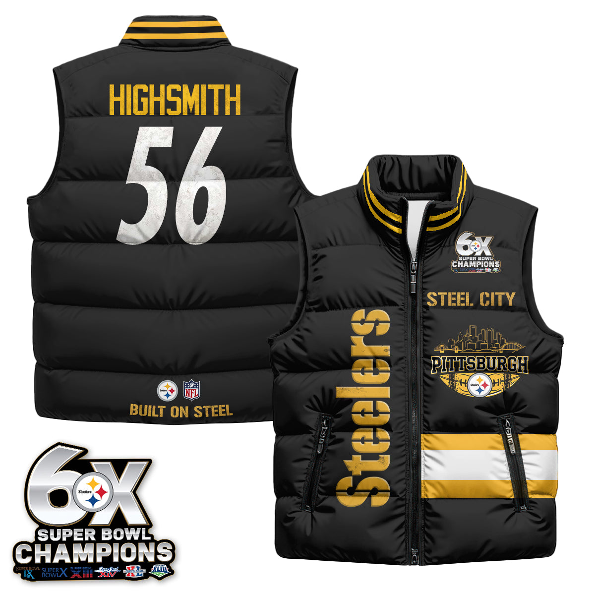 PIT "Steel City" Puffer Vest - Printed