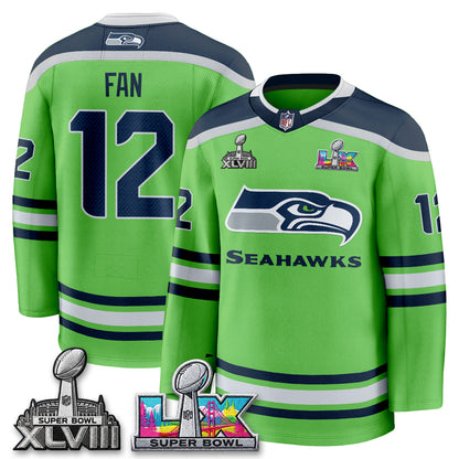 SEA 2X S.Bowl Champions Patch Hockey Jersey - Stitched