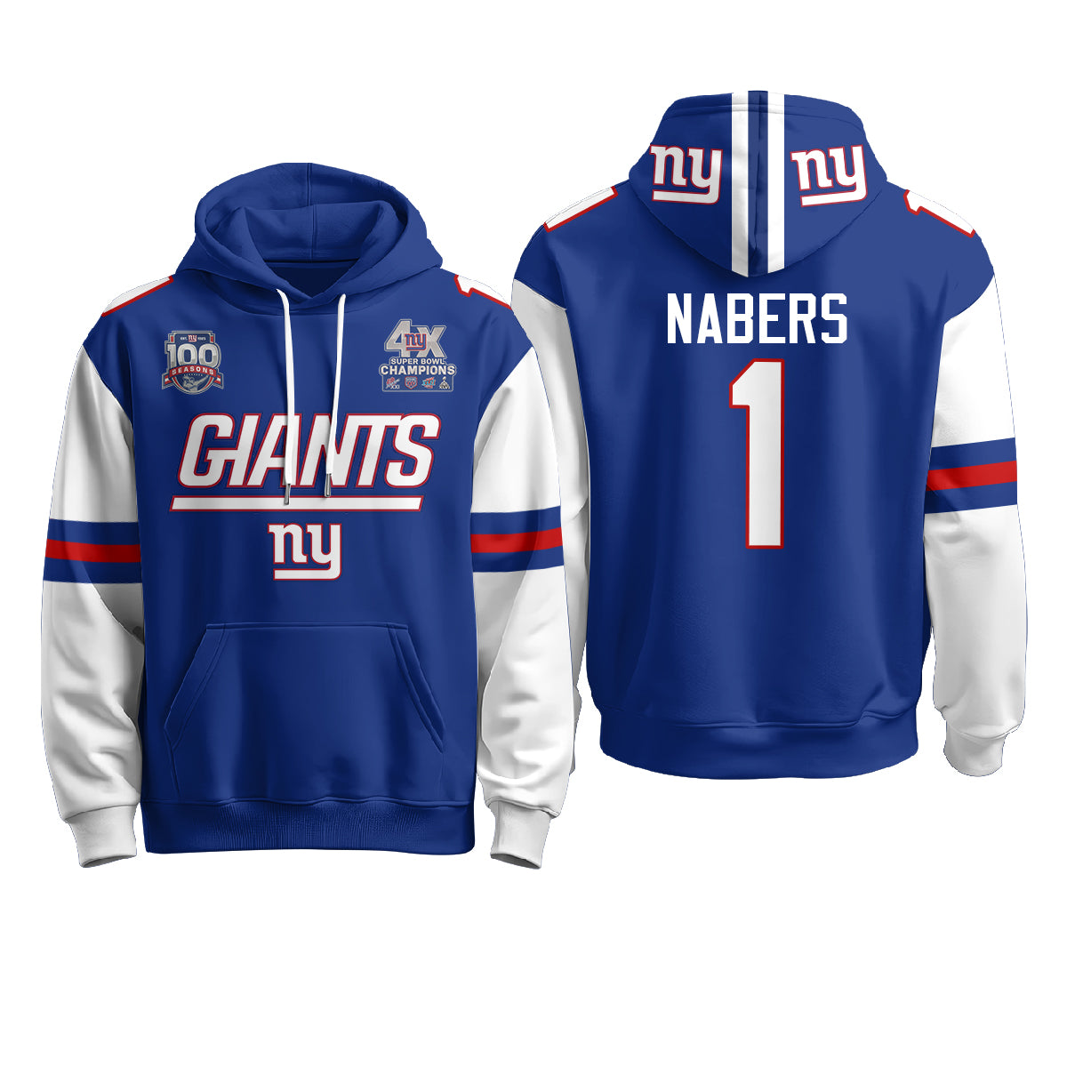 New York Giants 4X Champs S.Bowl Hoodie - Stitched