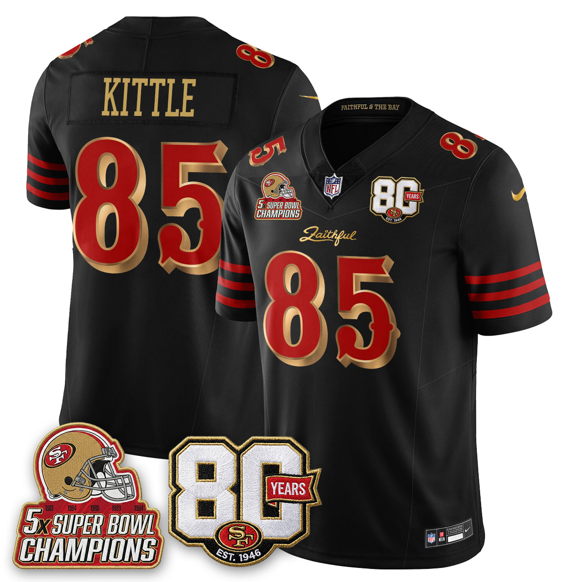 San Francisco 49ers 80 Years & 5X Champs Rivalries Vapor Jersey - Stitched
