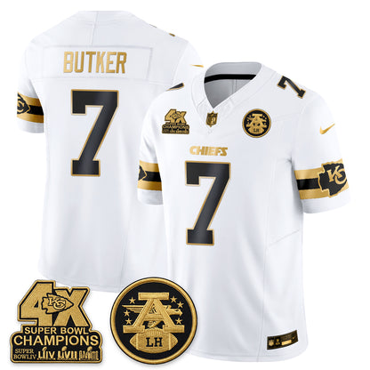 Kansas City Chiefs 4X Champs Gold Edition Vapor Jersey - Stitched