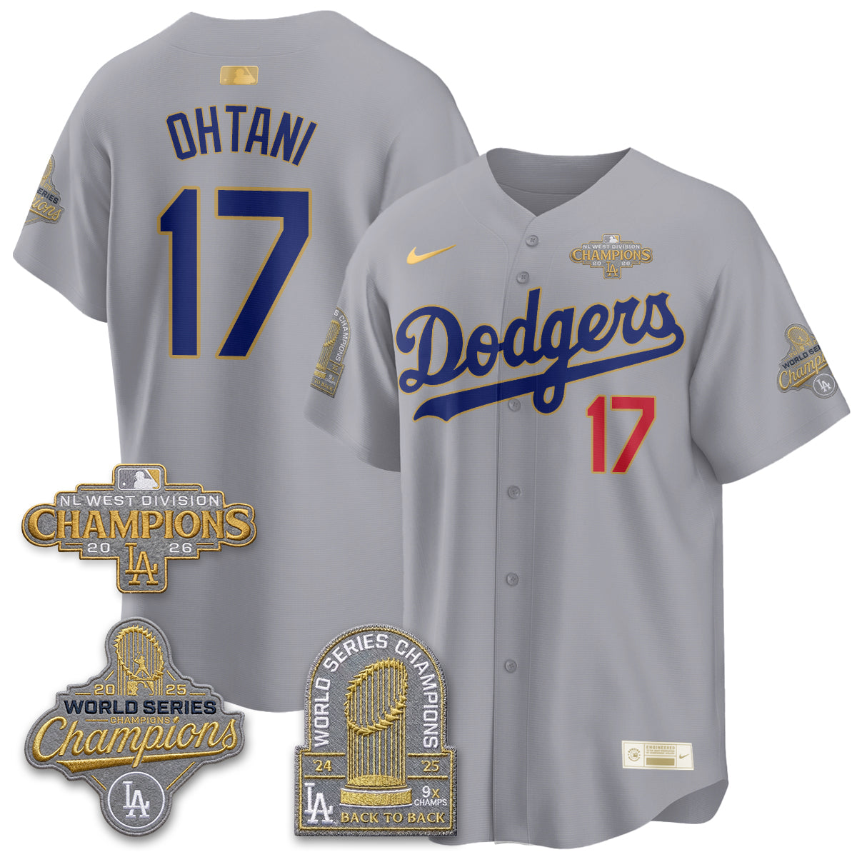 LAD 2026 NL West Champs Gold Vapor Jersey- Stitched