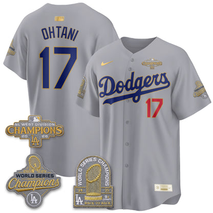LAD 2026 NL West Champs Gold Vapor Jersey- Stitched