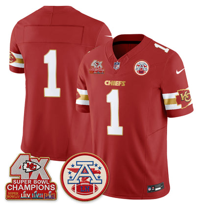 Kansas City Chiefs 4X Champs Gold Edition Vapor Jersey - Stitched