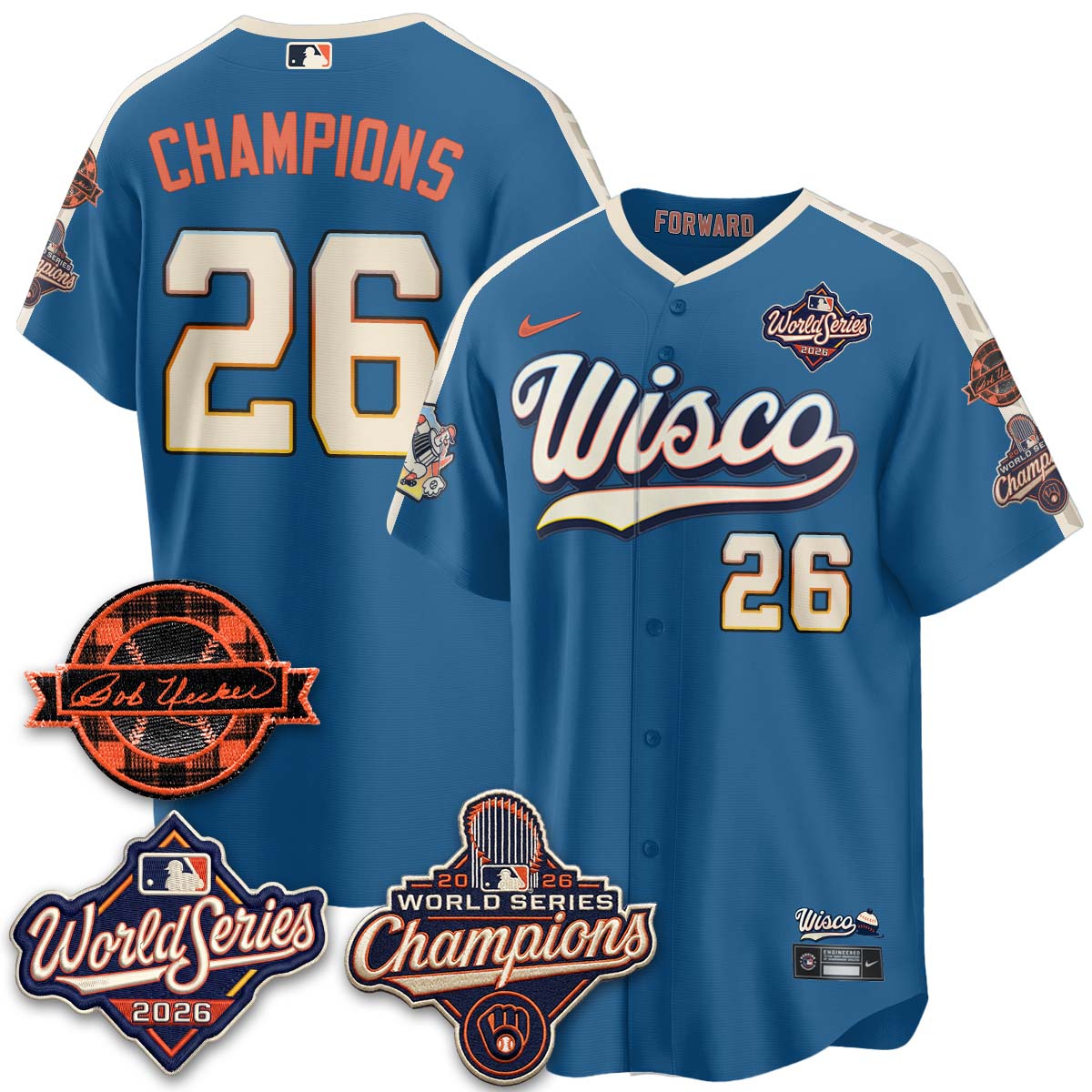 MIL 2026 WS Champions - Bob Uecker Patch Vapor Jersey - Stitched