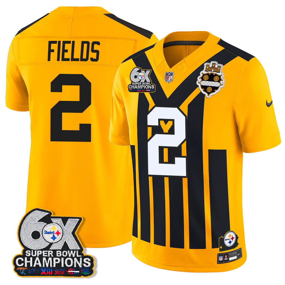 PIT 6X Champs Throwback V2 Vapor Jersey - Stitched