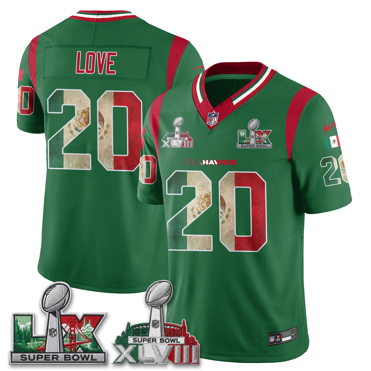 Seattle Seahawks Mexico Edition Vapor Jersey V1- Stitch