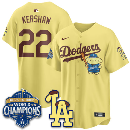 Los Angeles Dodgers Pompompurin Edition Vapor Jersey - Stitched