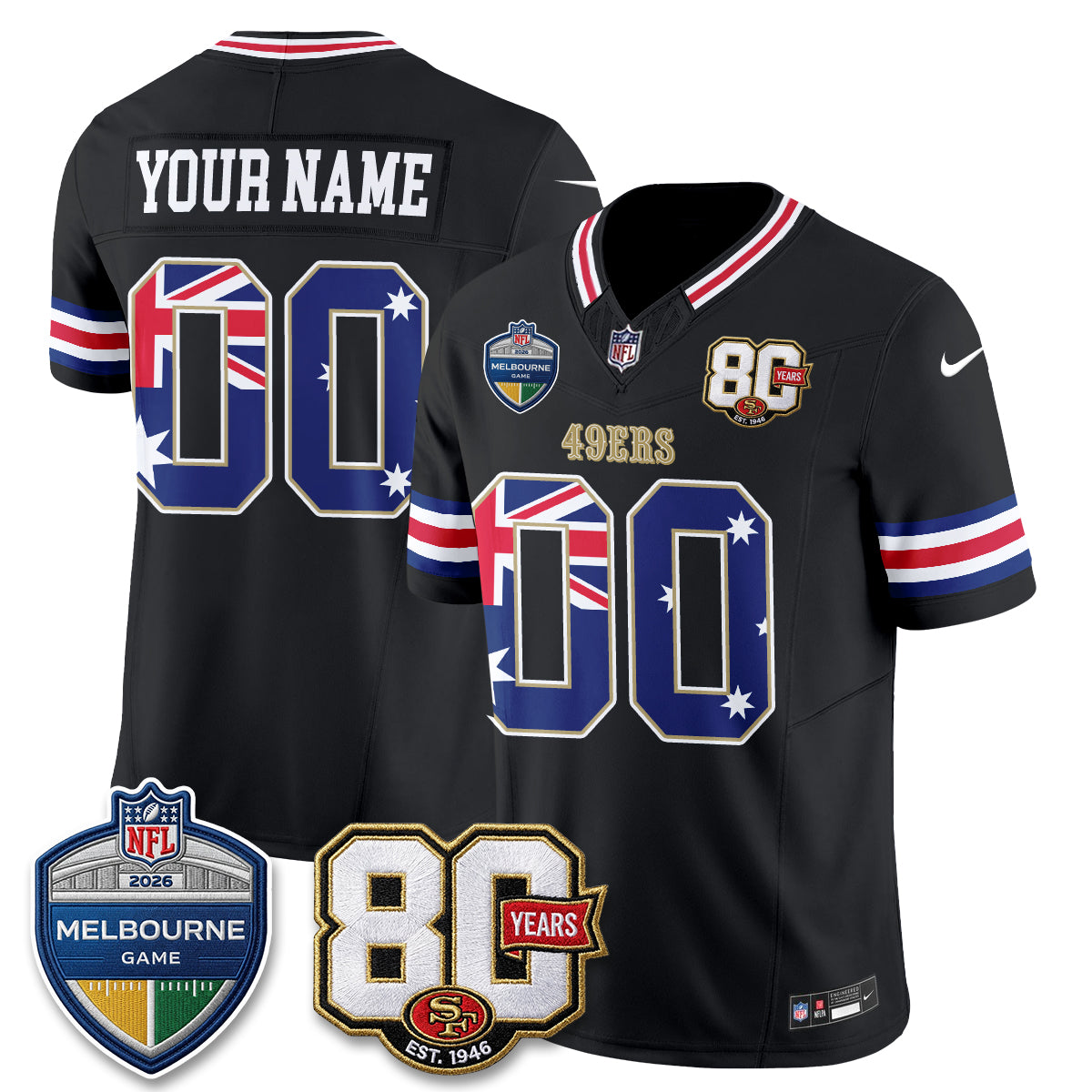 San Francisco 49ers Melbourne Game 2026 Vapor Custom Jersey - Stitched