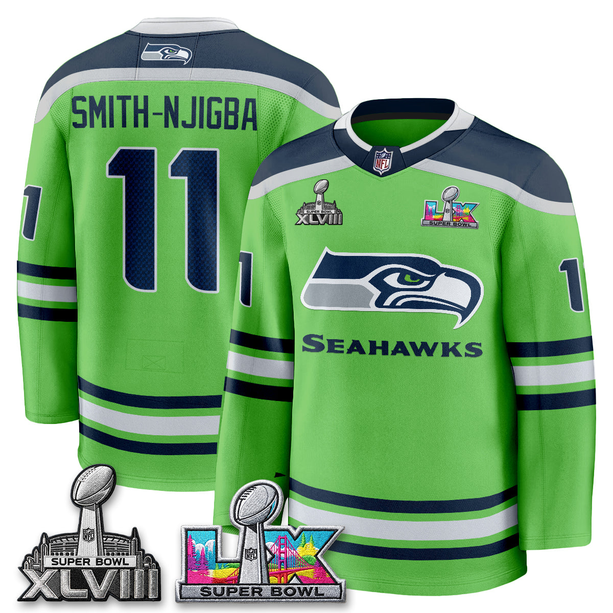 SEA 2X S.Bowl Champions Patch Hockey Jersey - Stitched
