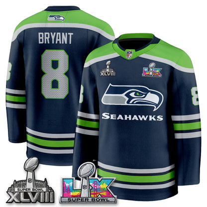 SEA 2X S.Bowl Champions Patch Hockey Jersey - Stitched