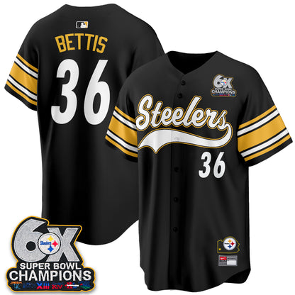Pittsburgh Steelers 6X Champs Throwback Baseball Vapor Jersey - Stitched