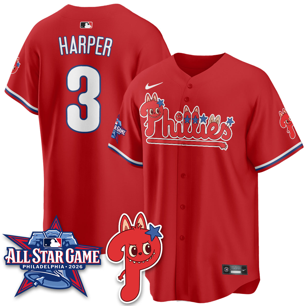Philadelphia Phillies Fanged Rabbit Doll  Vapor Limited Jersey - Stitched